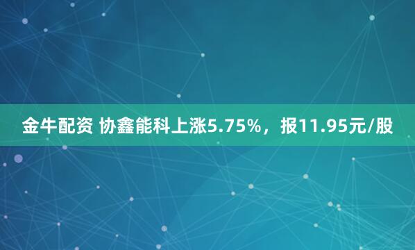 金牛配资 协鑫能科上涨5.75%，报11.95元/股