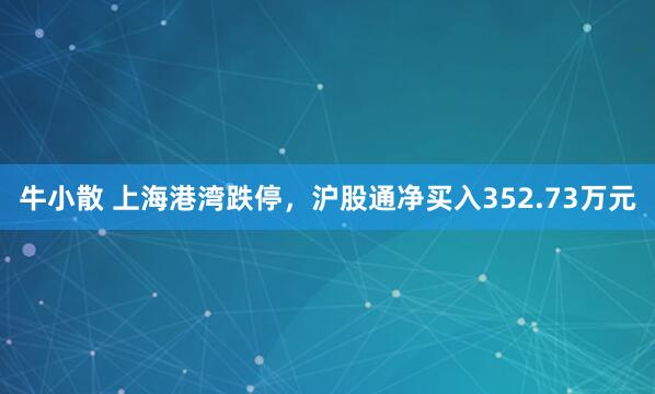 牛小散 上海港湾跌停，沪股通净买入352.73万元